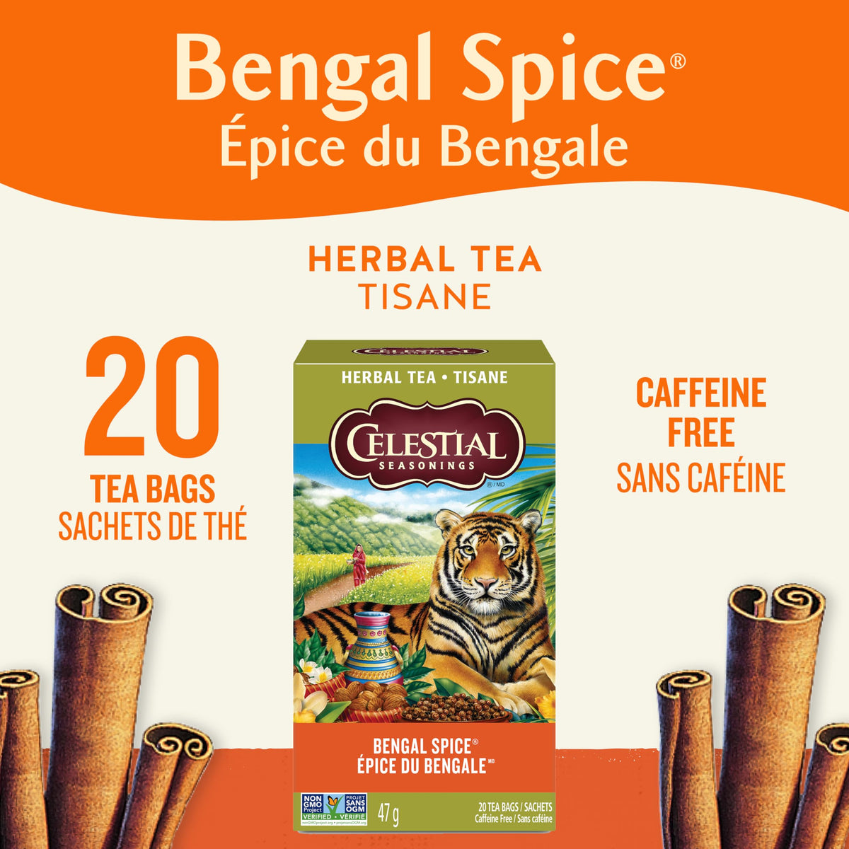 Celestial Seasonings Bengal Spice Herbal Tea, 6 x 20 Bags