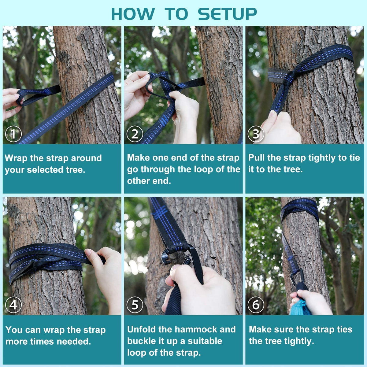 Portable Nylon Camping Hammock with Tree Straps, Single