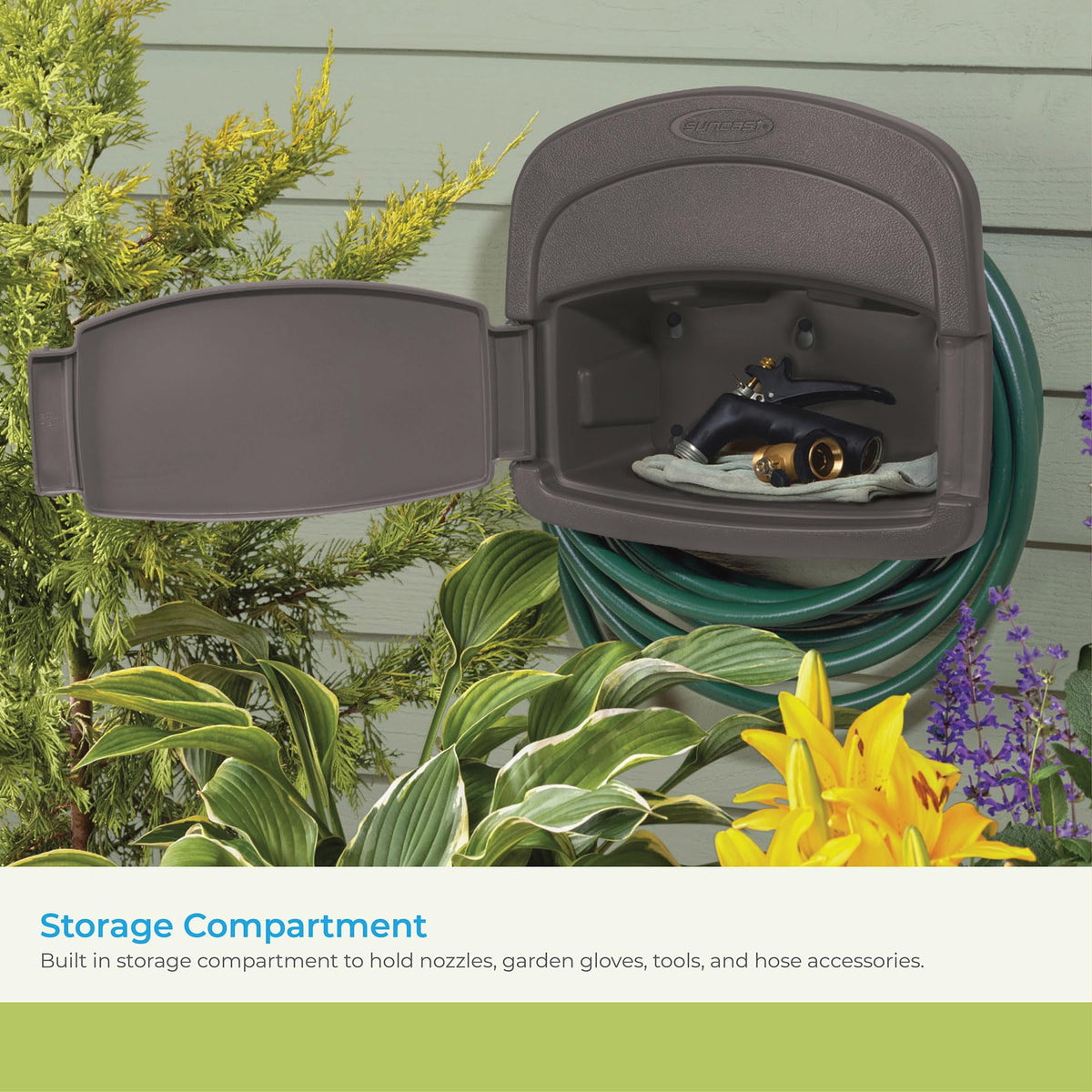 Suncast DHH150ST Deluxe Hangout Hose Hanger, Stoney Gray