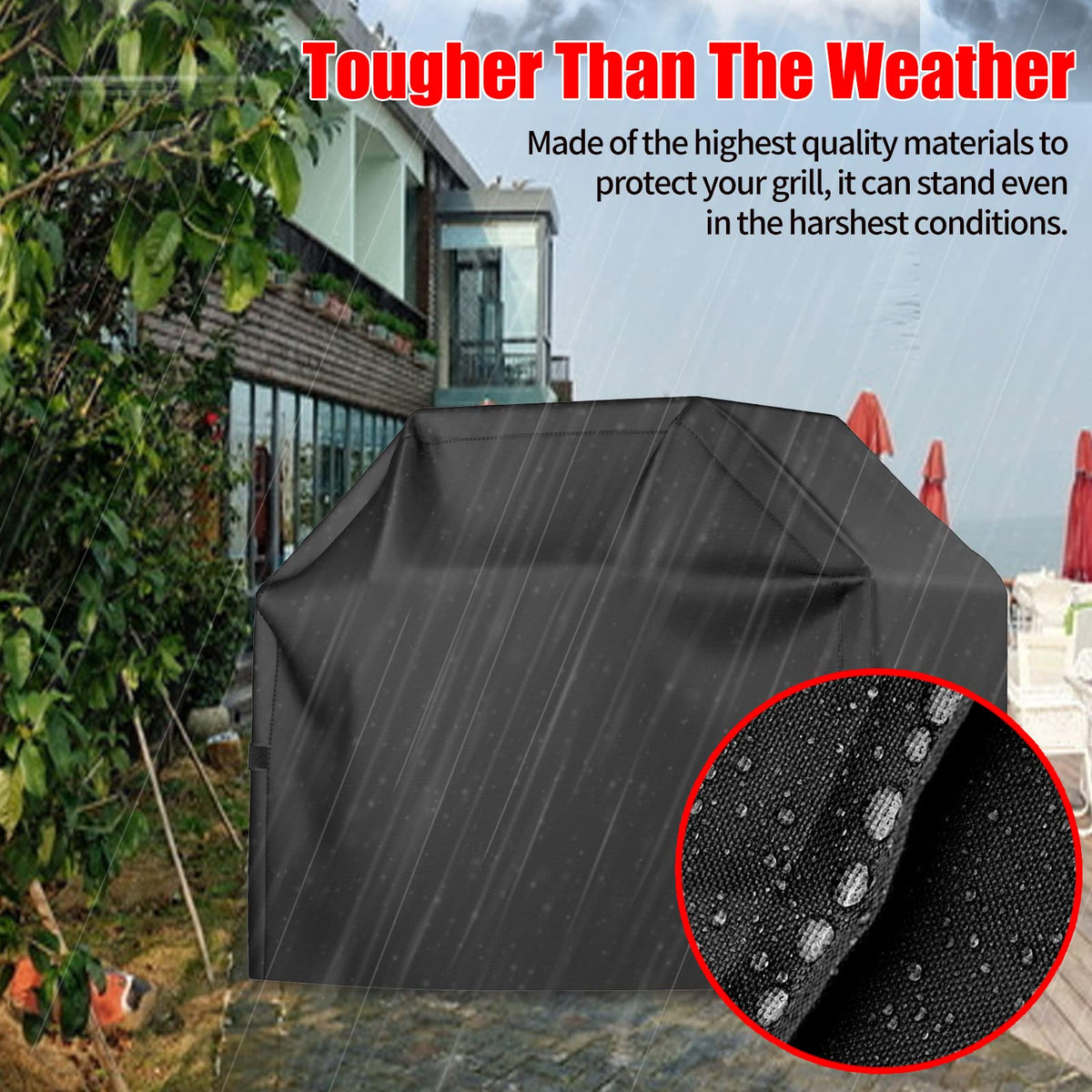 VIBOOS Waterproof BBQ Grill Cover, 52 in, Black