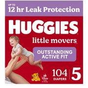 Huggies Little Movers Baby Diapers, Size 5, 104ct, Mega Colossal Pack