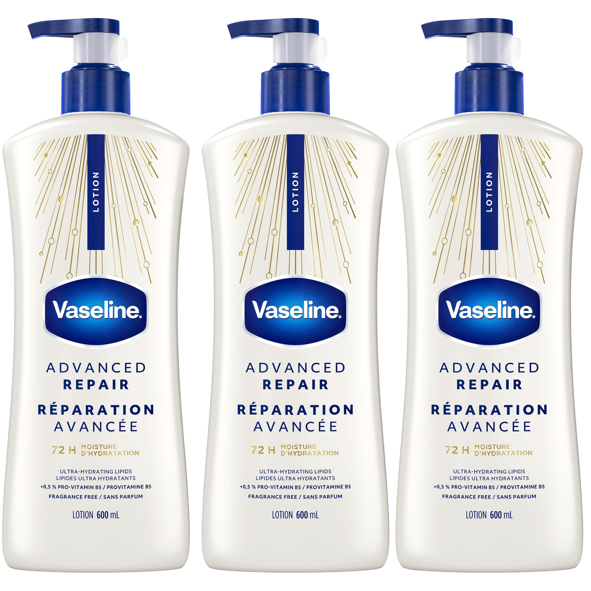Vaseline Intensive Care Advanced Repair Lotion, 600 ml, 3 Pack