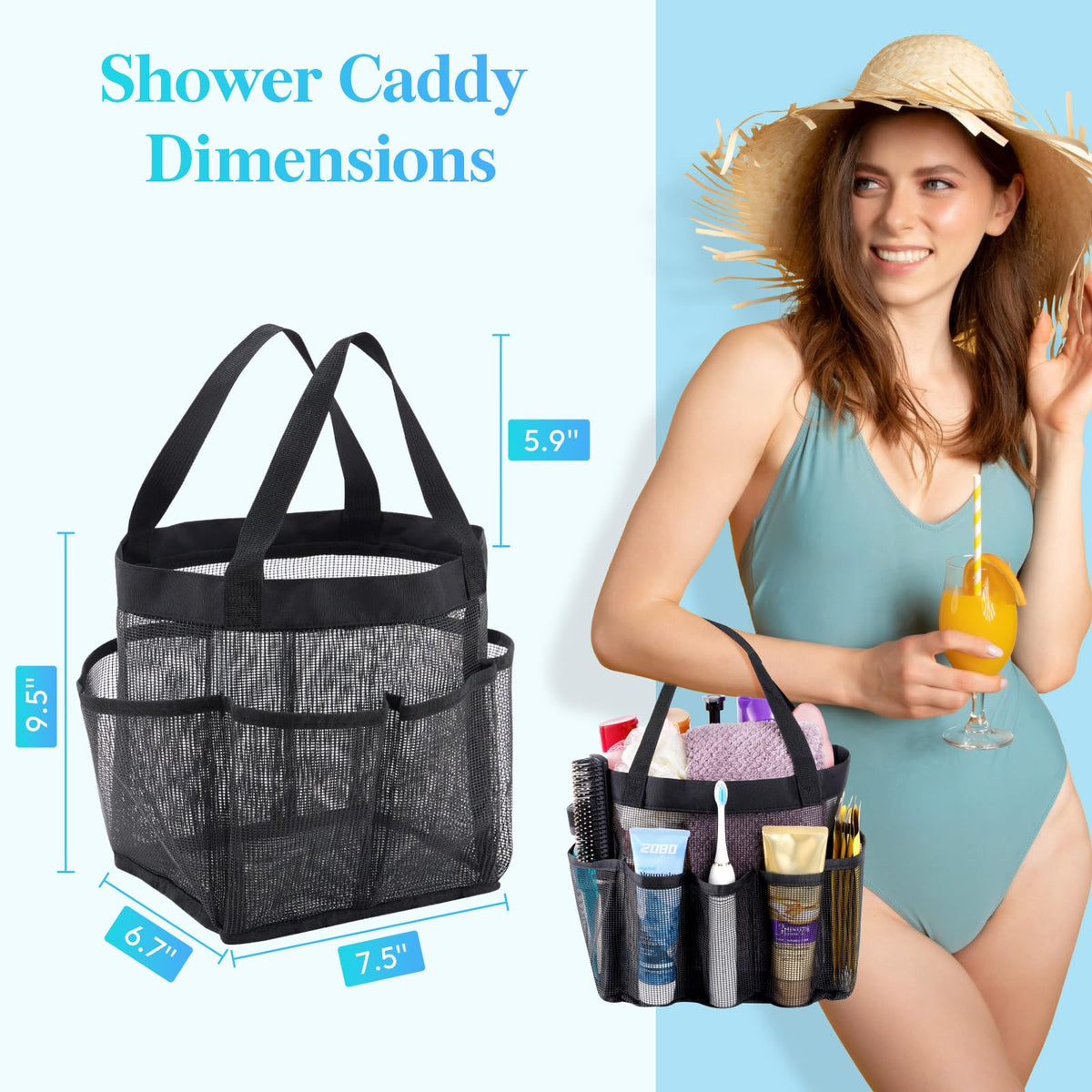 Lifewit Freestanding Mesh Shower Caddy, Medium, Black