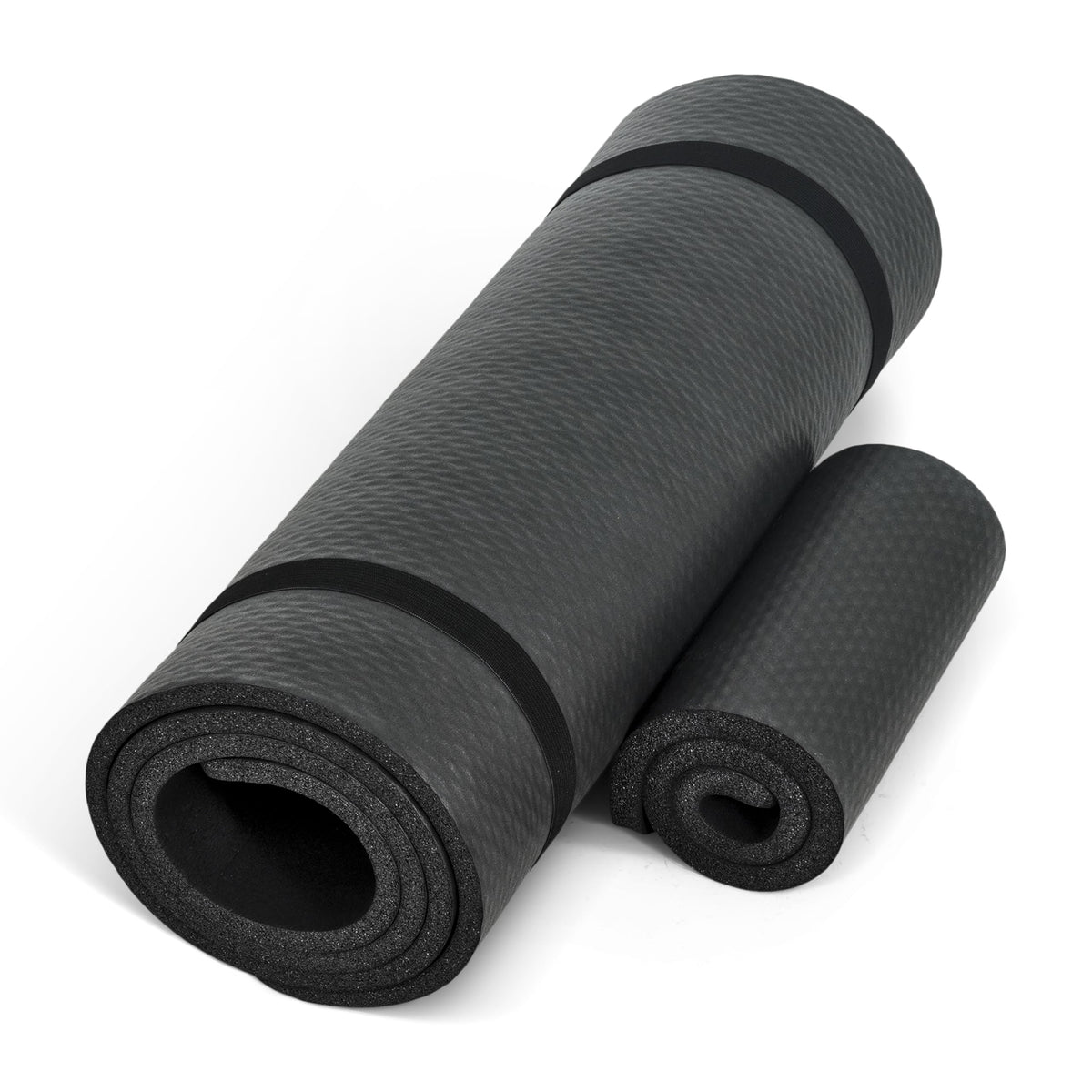 CAP Barbell Yoga Mat with Carrying Strap and Knee Pad, 1/2", Black