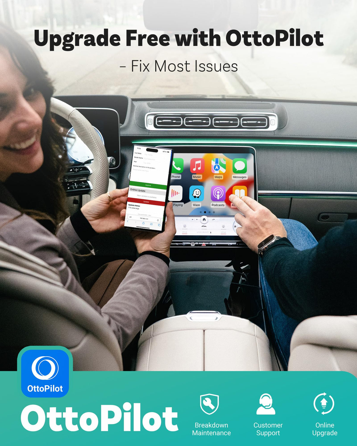 OTTOCAST Mini 2025 Wireless CarPlay and Android Auto Adapter