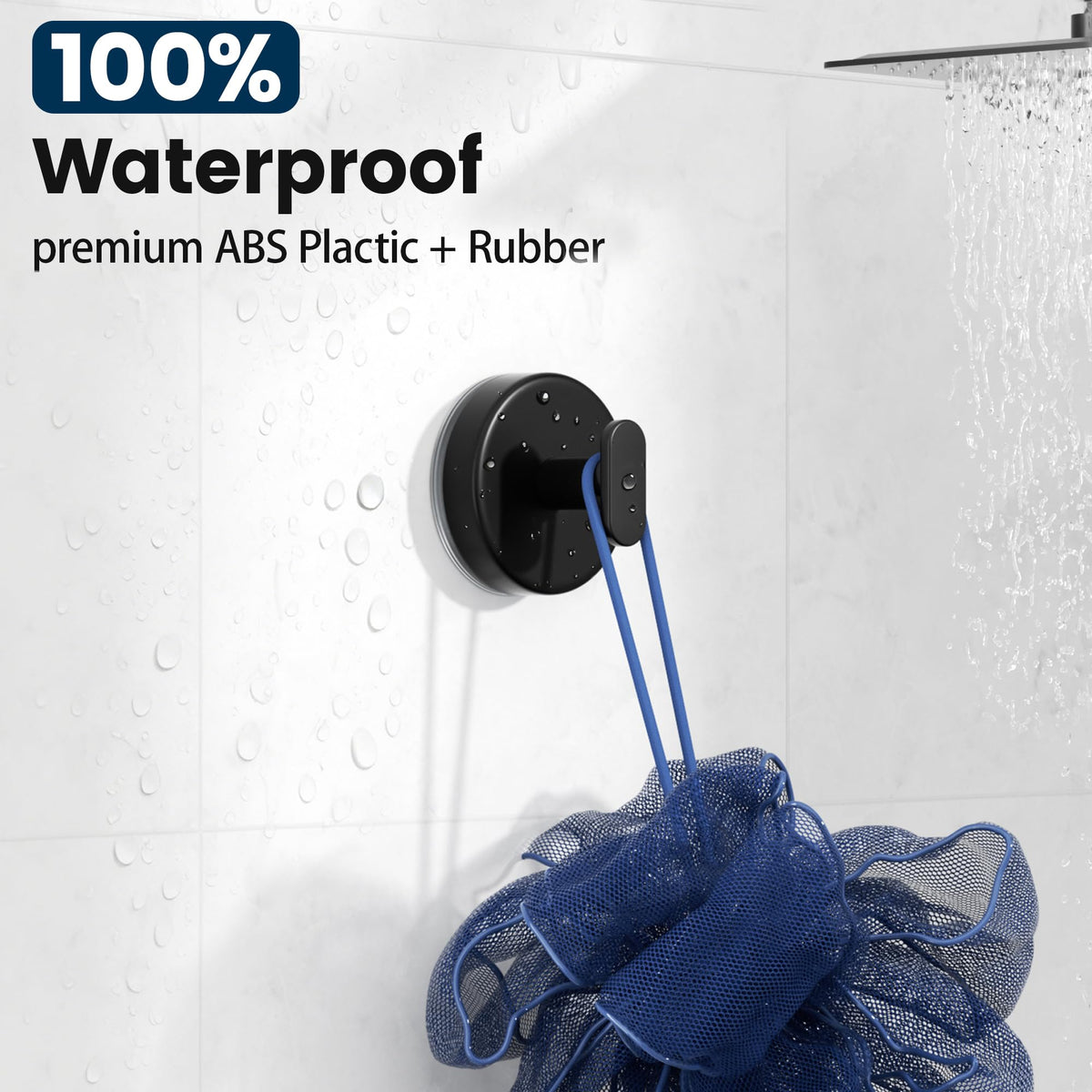 Suction Cup Shower Hooks, Matte Black (4 Pack)