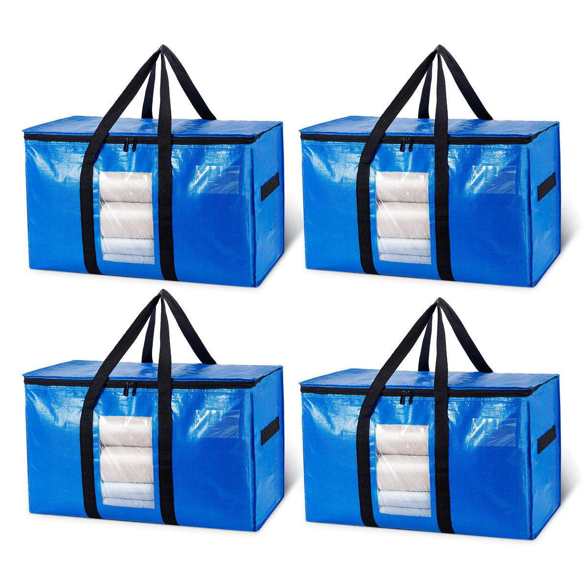 Taili Extra Large Moving Bags with Window, Blue, 4 Pack