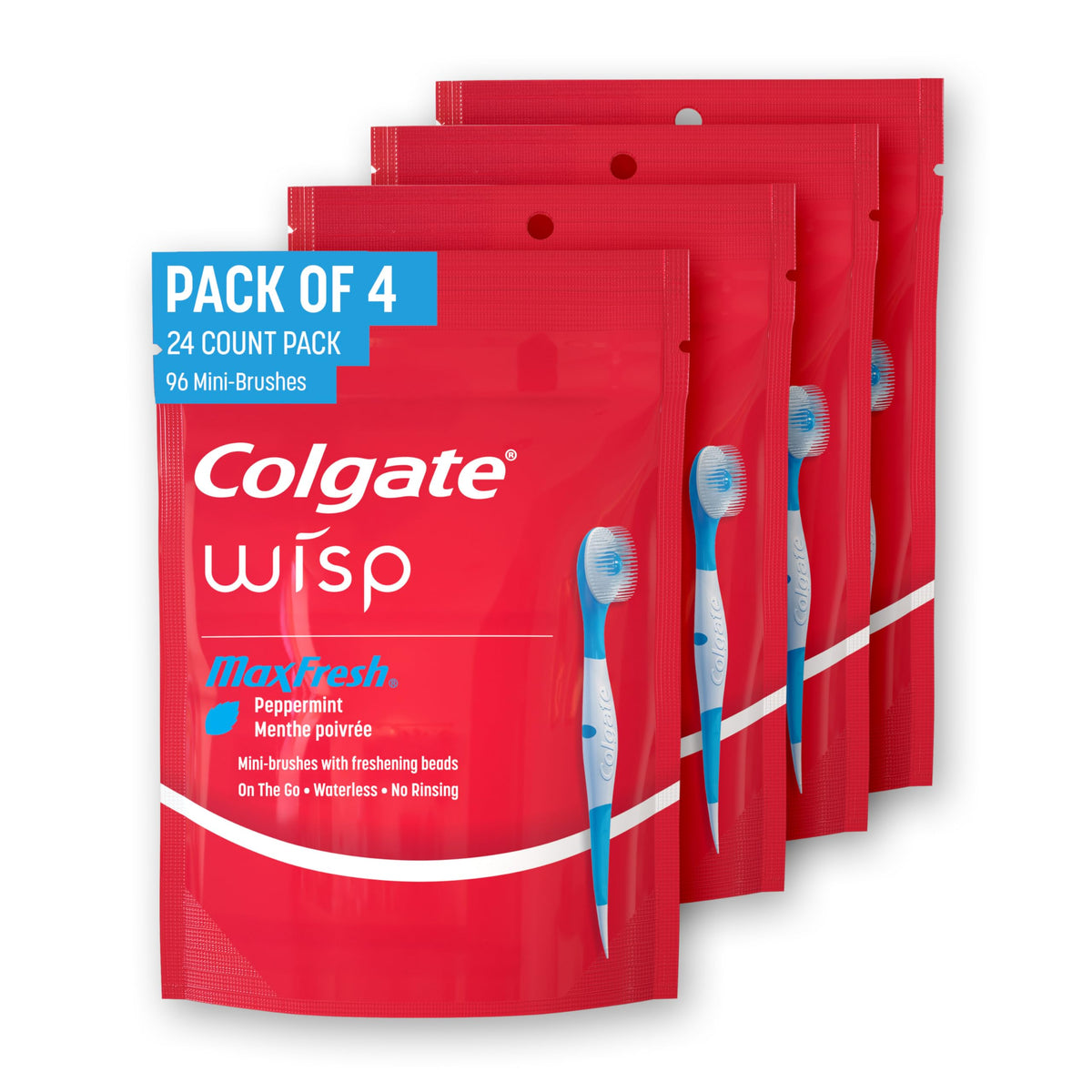 Colgate MaxFresh Wisp Disposable Toothbrushes, Peppermint, 24 Count