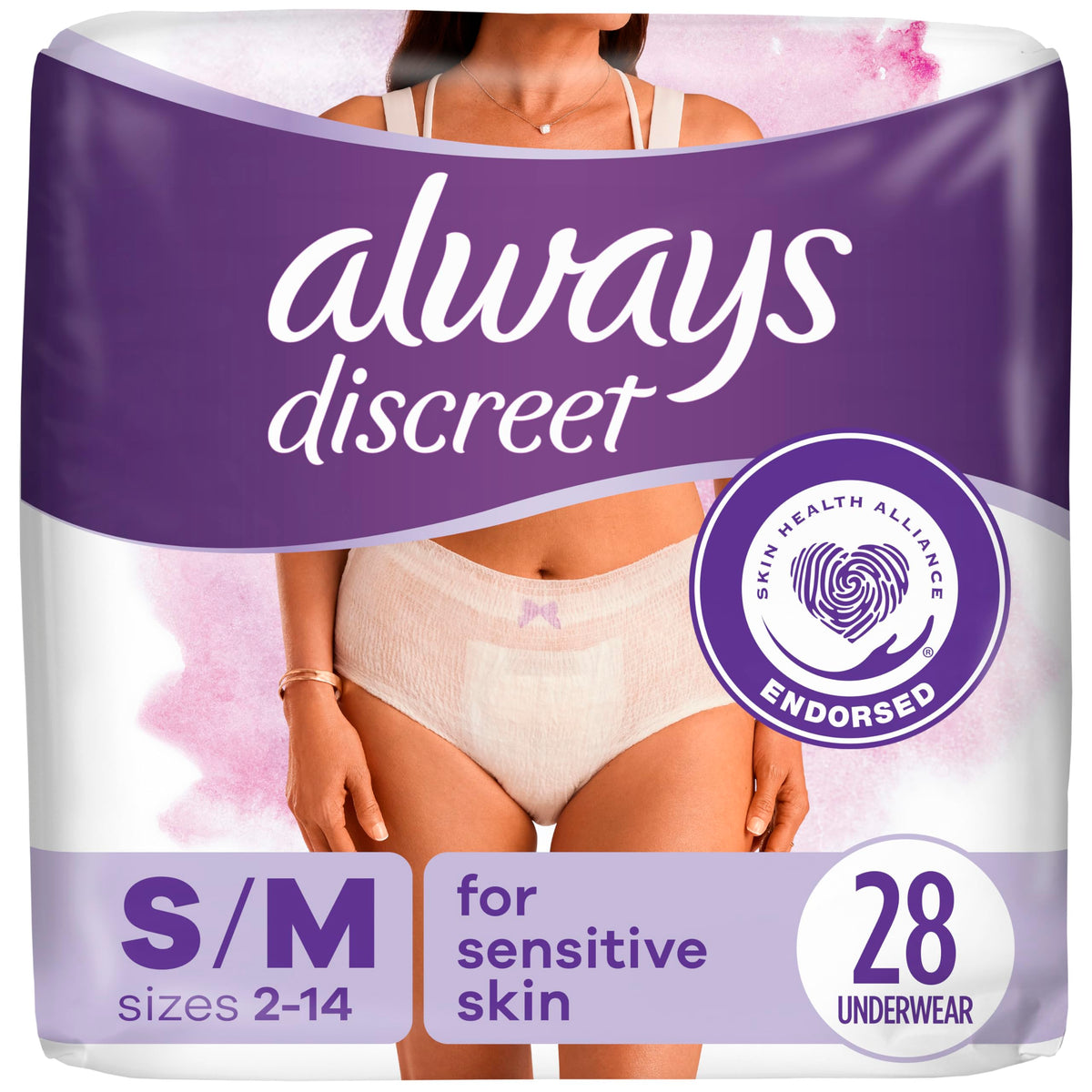 Always Discreet Sensitive Women's Underwear, Small/Medium, 28 Count