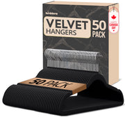 Beddora Black Velvet Hangers, 50 Pack