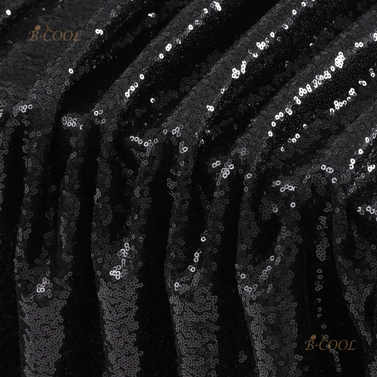 B-Cool Black Sequin Tablecloth, 60x102 Inch