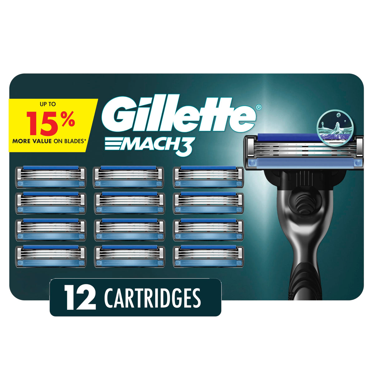Gillette Mach3 Men's Razor Blade Refills, 12 Refills