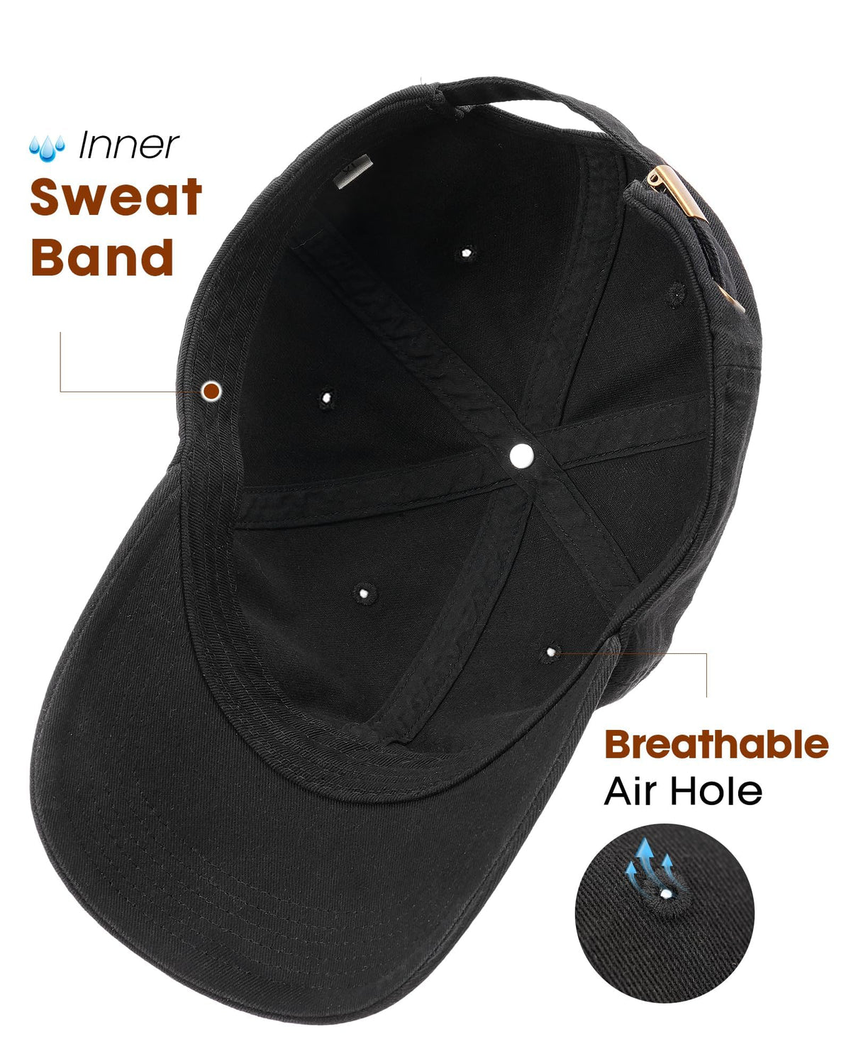 FURTALK Low Profile Cotton Baseball Cap, Black