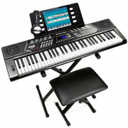 RockJam 61 Key Keyboard Piano Kit with Stand, Bench, Headphones