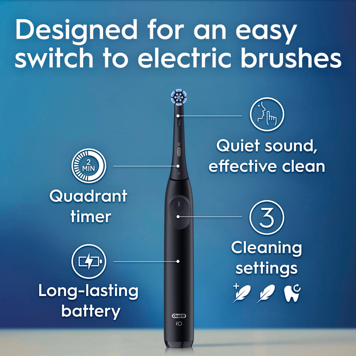 Oral-B iO2 Electric Toothbrush Starter Kit, Night Black, iO Series 2