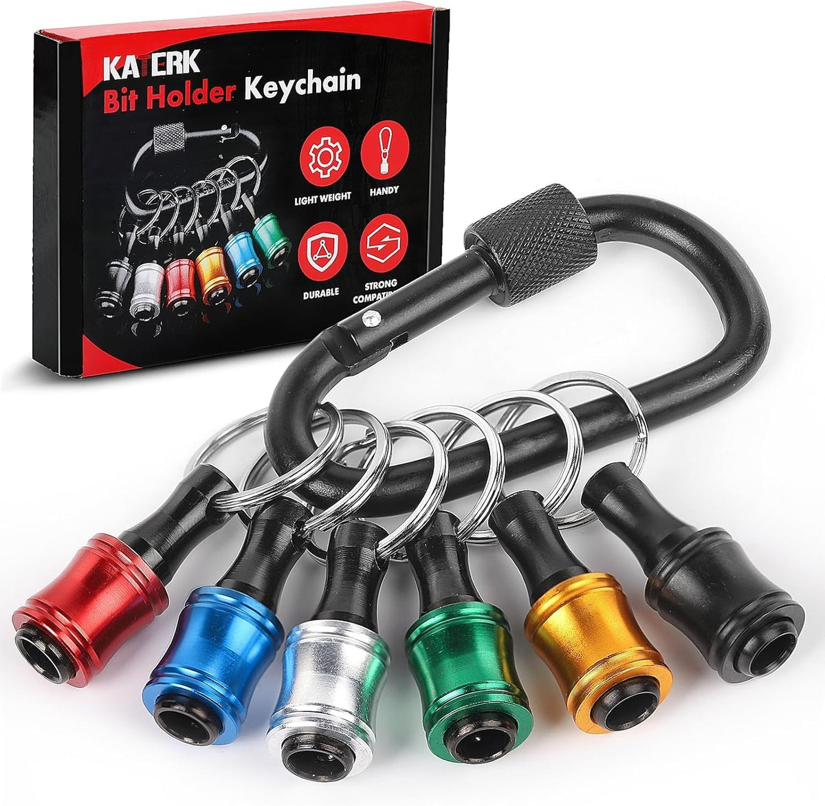 Katerk Quick-Change Screwdriver Bit Holder Keychain, 1/4 in, 6 Pcs