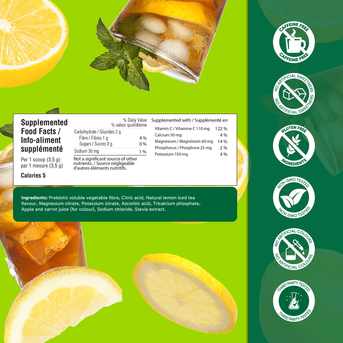 Organika Electrolytes Powder, Lemon Iced Tea, 210 g