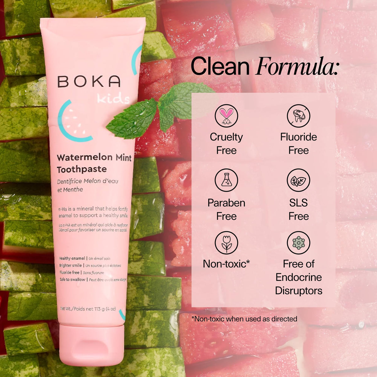 Boka Kids' Training Toothpaste, Watermelon Mint, 113 g