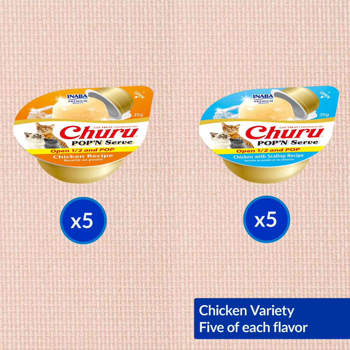 INABA Churu Pop'N Serve Jelly Cat Treat, Chicken Variety, 10 Cups