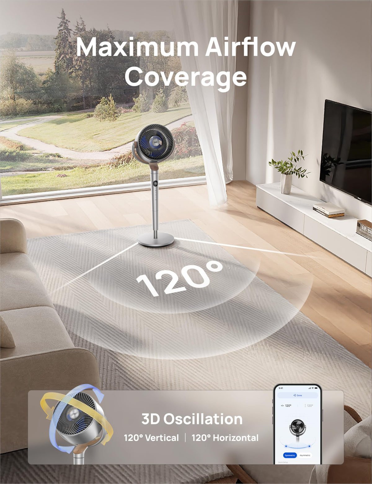 DREO Smart Fans for Bedroom, Silver