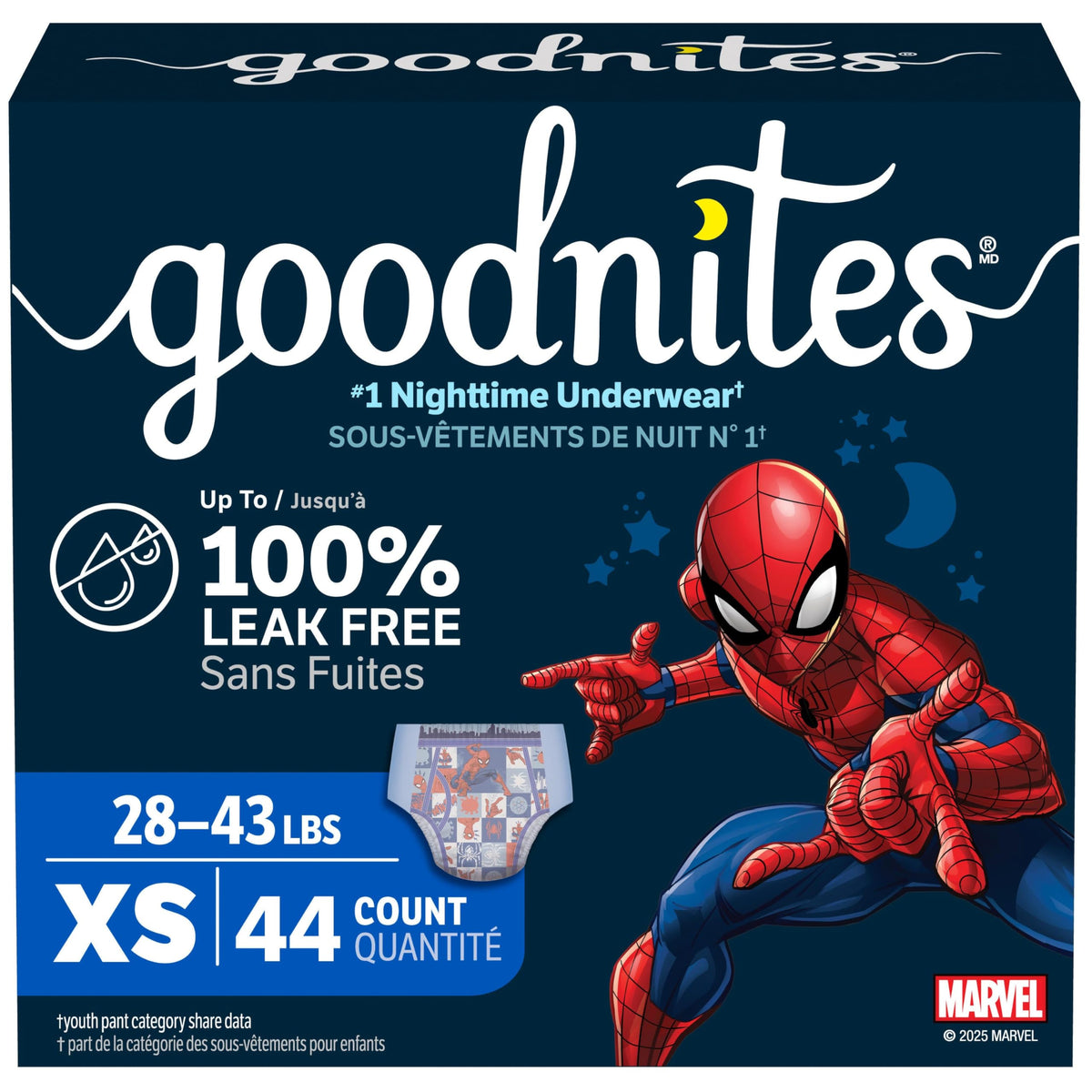 GoodNites Boys' Nighttime Underwear, XS, 44 Count, Ages 3-5