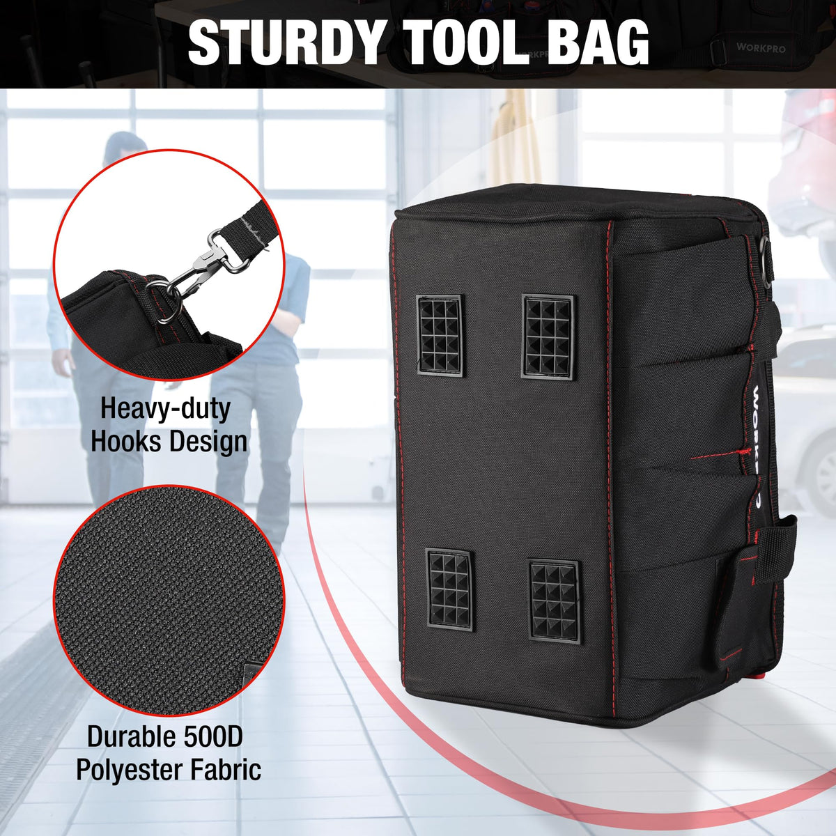 WORKPRO Close Top Wide Mouth Tool Bag, 14"