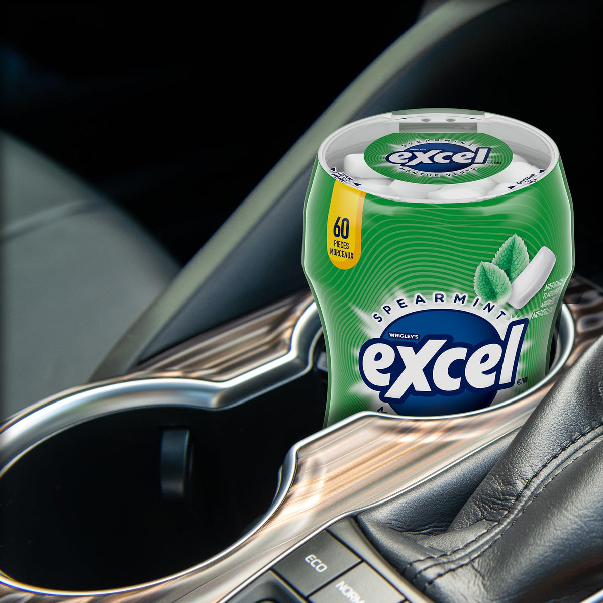 EXCEL Spearmint Sugar Free Chewing Gum, 60 Pieces, 6 Bottles