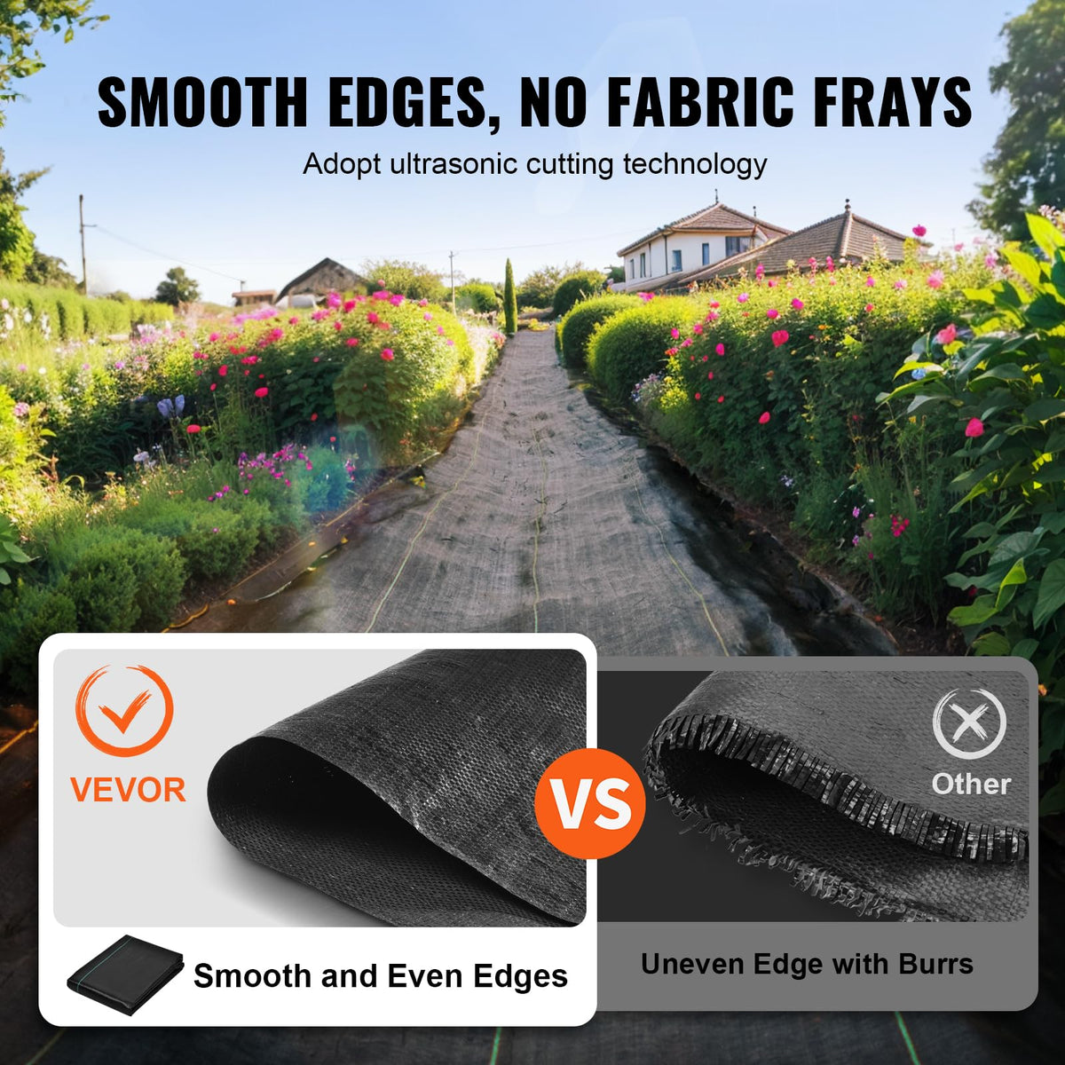 VEVOR Weed Barrier Landscape Fabric, 4x100FT, Heavy Duty, Black