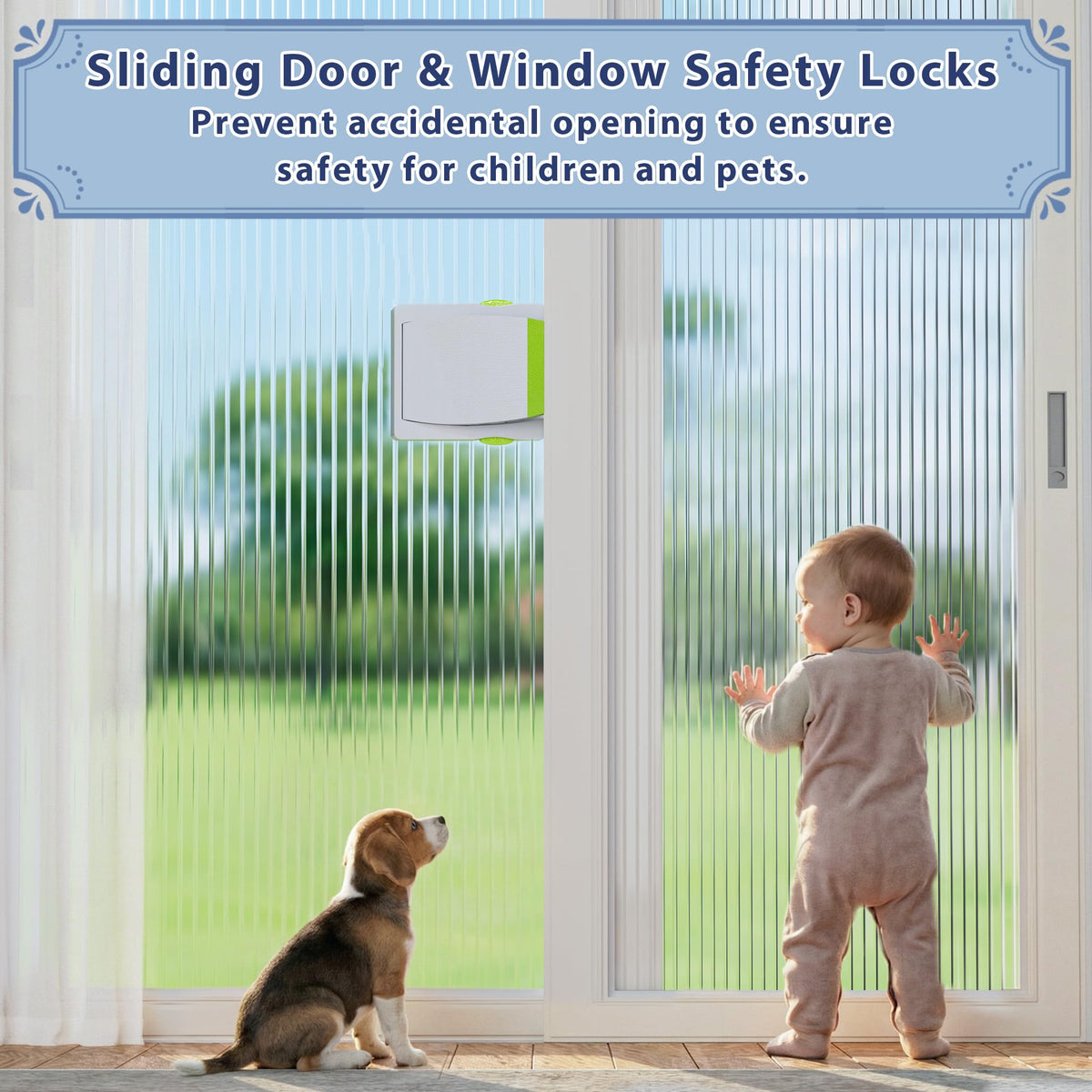 Adhesive Sliding Door & Window Child Safety Locks, Green (4 Pack)