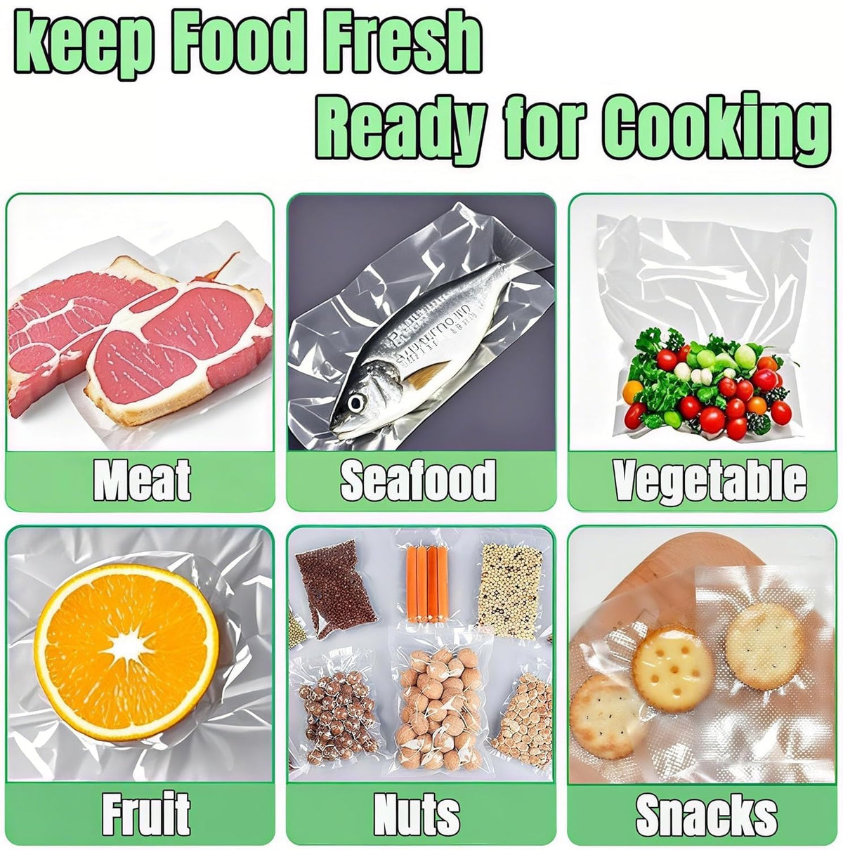 YILUFA1688 Pre-Cut Vacuum Sealer Bags, Mixed Sizes, 300 Count