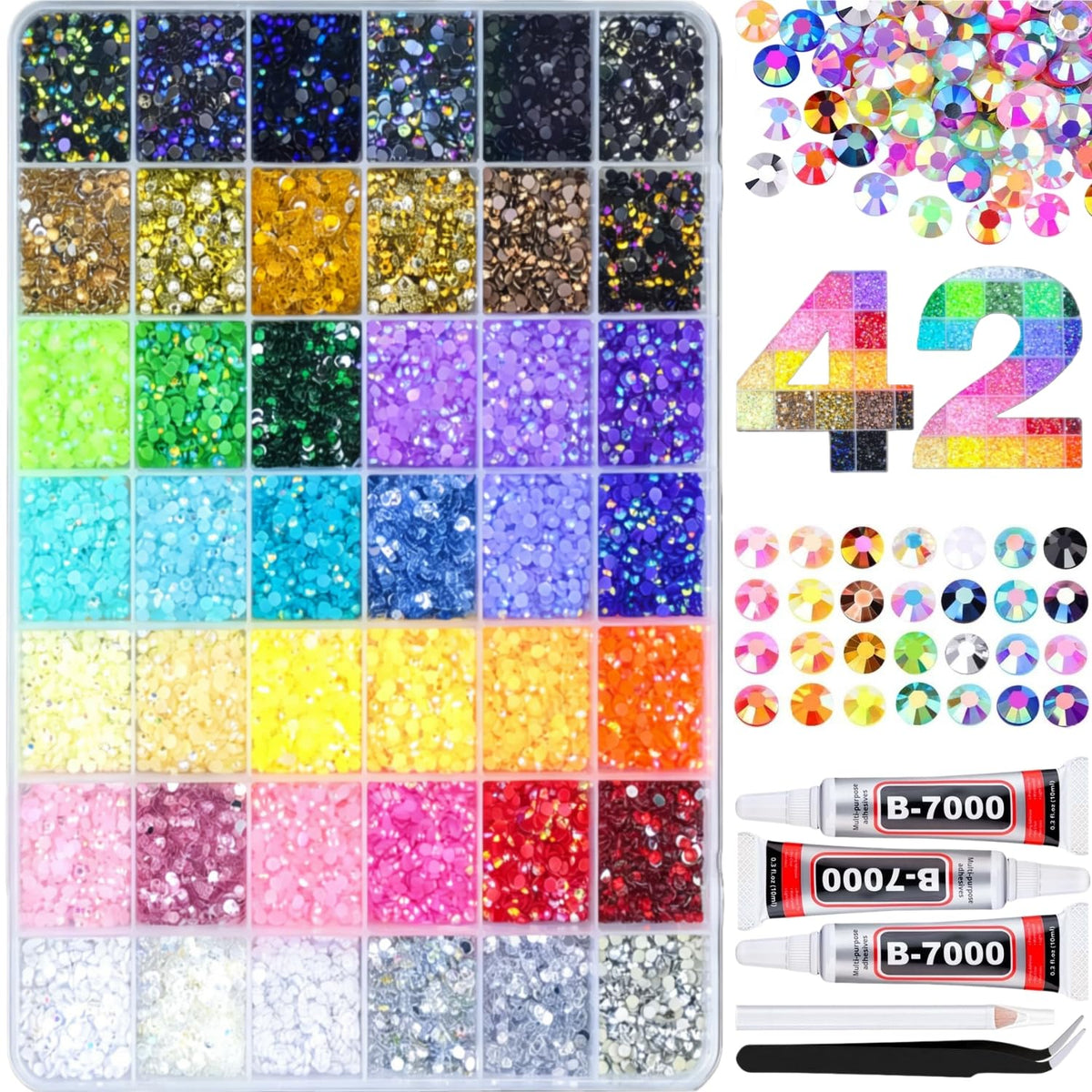 Jelly Rhinestones Bedazzling Kit, 42 Colors, 32000 Pieces, 3 mm