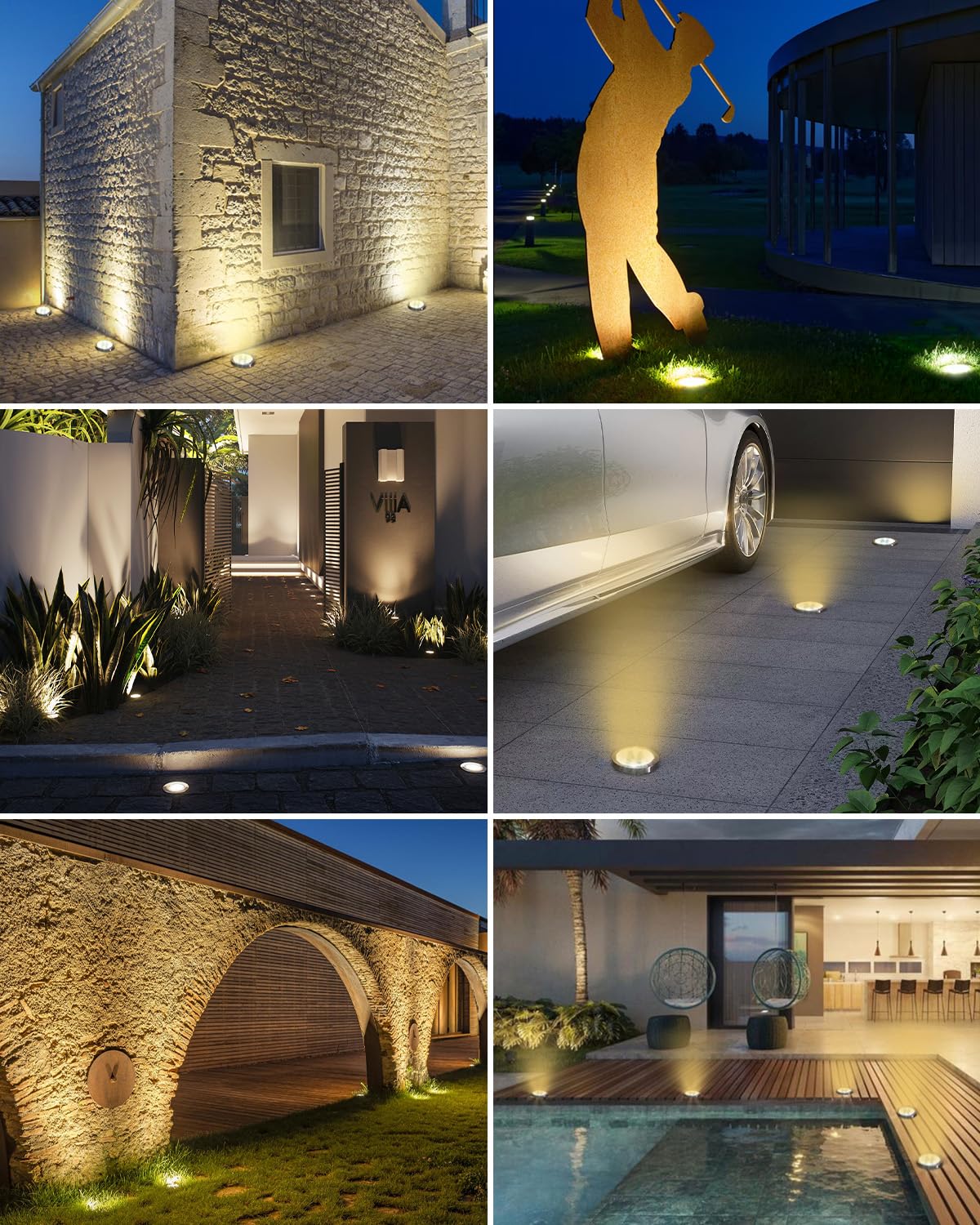 btfarm Solar Ground Lights, 8 LED, Warm White (10 Pack)