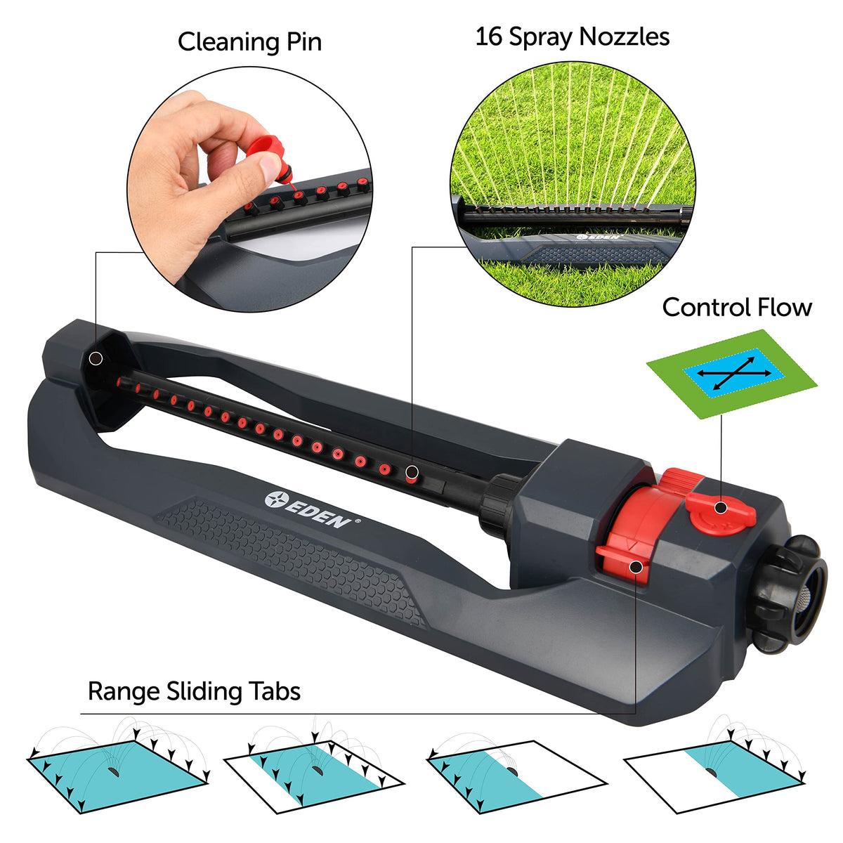 Eden 94105 Weighted Oscillating Sprinkler, 3,600 sq. ft. Coverage