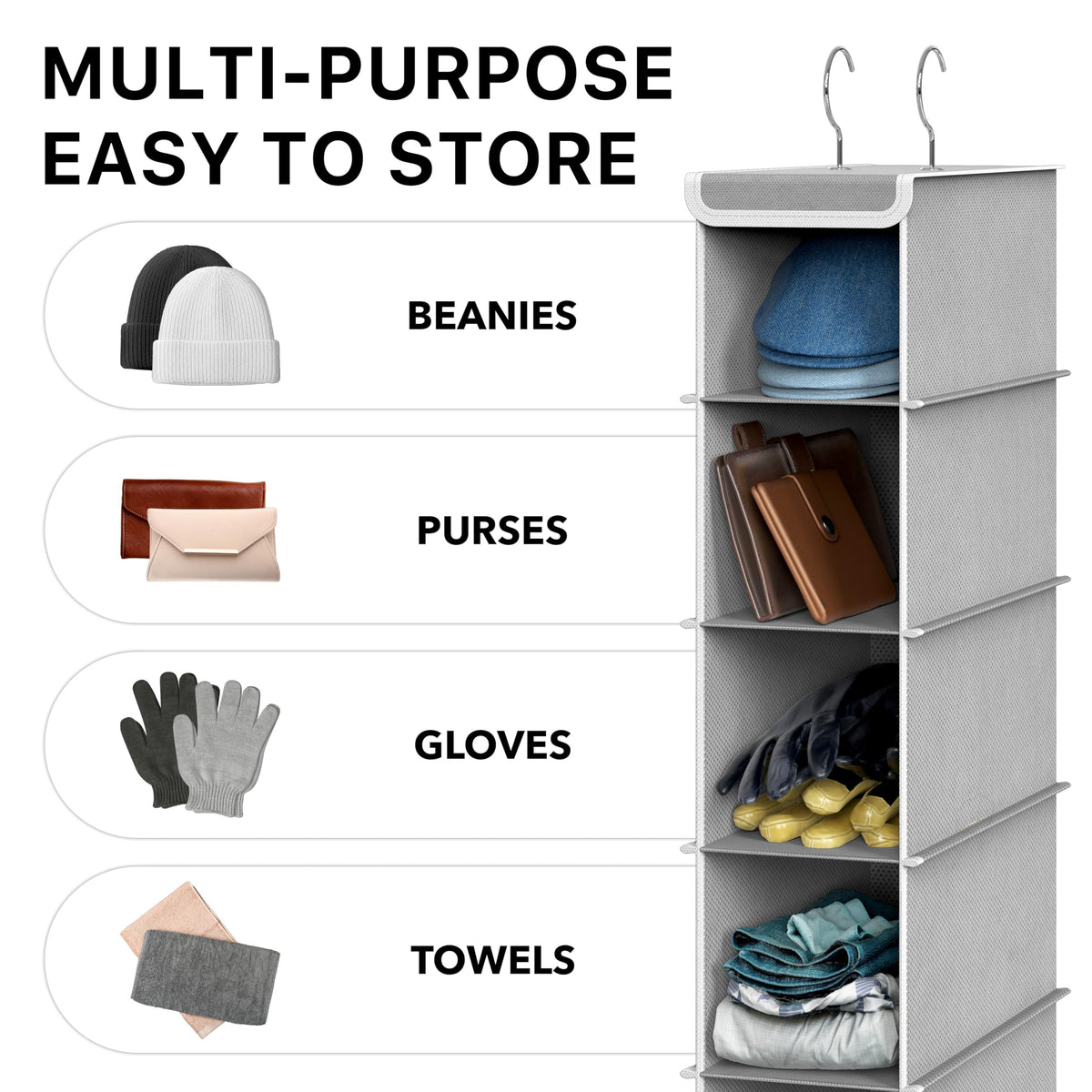 SimpleHouseware Hanging Shoe Organizer, 10 Shelves, Grey