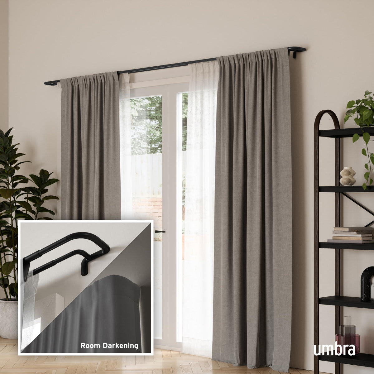 Umbra Twilight Double Curtain Rod Set, 30 to 84 Inches, Black