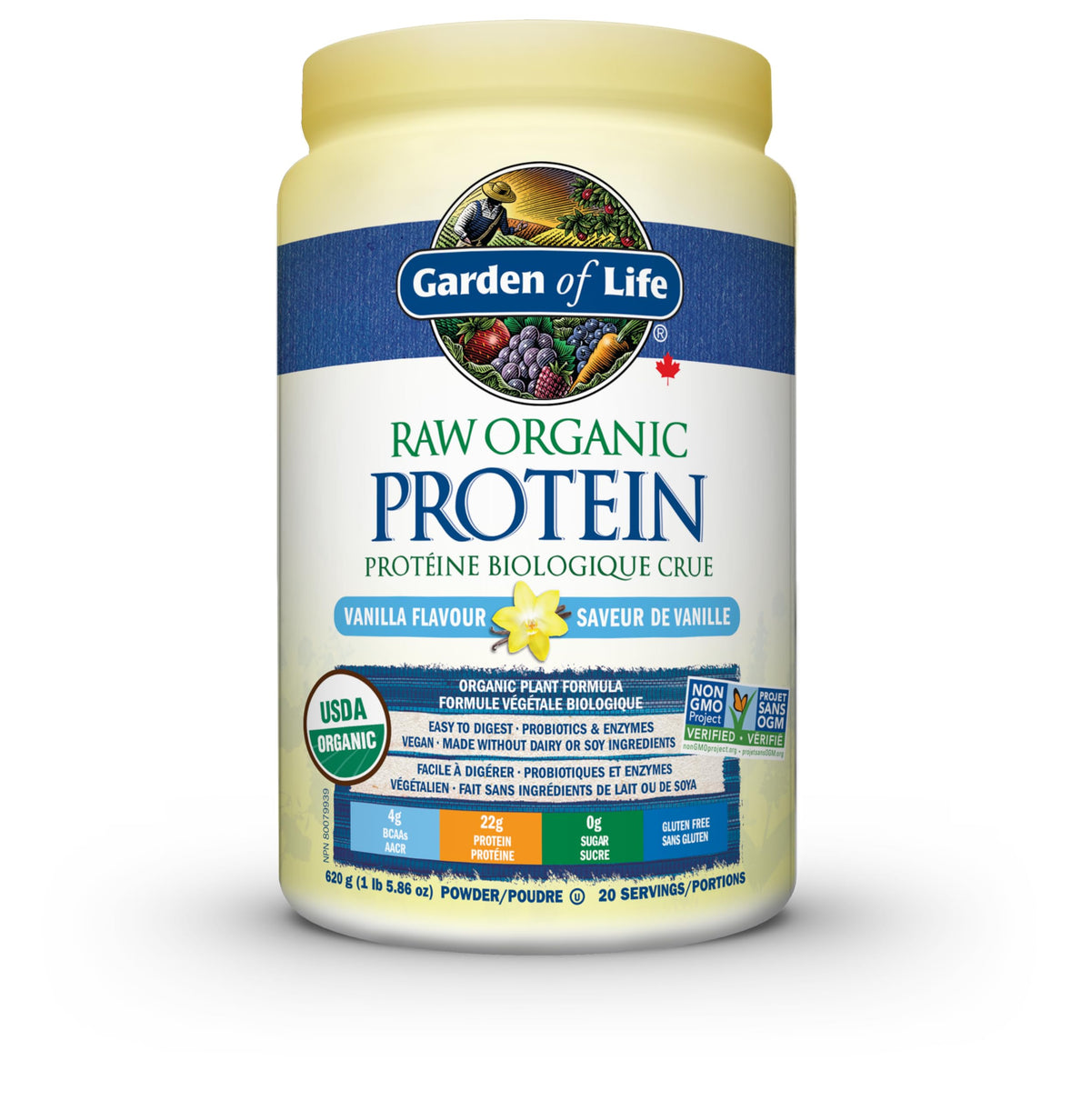 Garden of Life Raw Organic Protein, Vanilla, 624 g