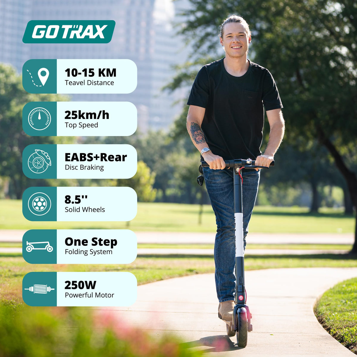 Gotrax Electric Scooter for Adults, 8.5" Tire, 25Km/h, 15Km Range