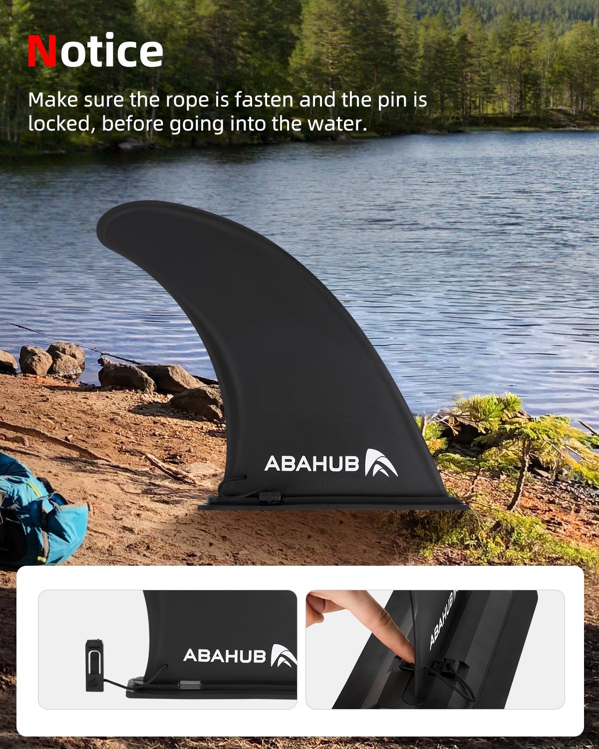 Abahub 9" Quick Release SUP Centre Fin, Black