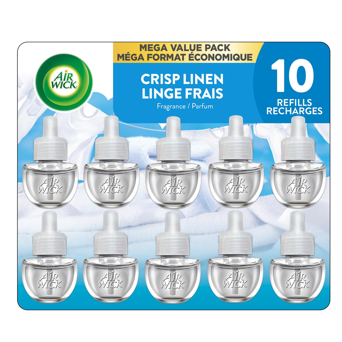 Air Wick Plug In Scented Oil Refills, Crisp Linen, 10 Count