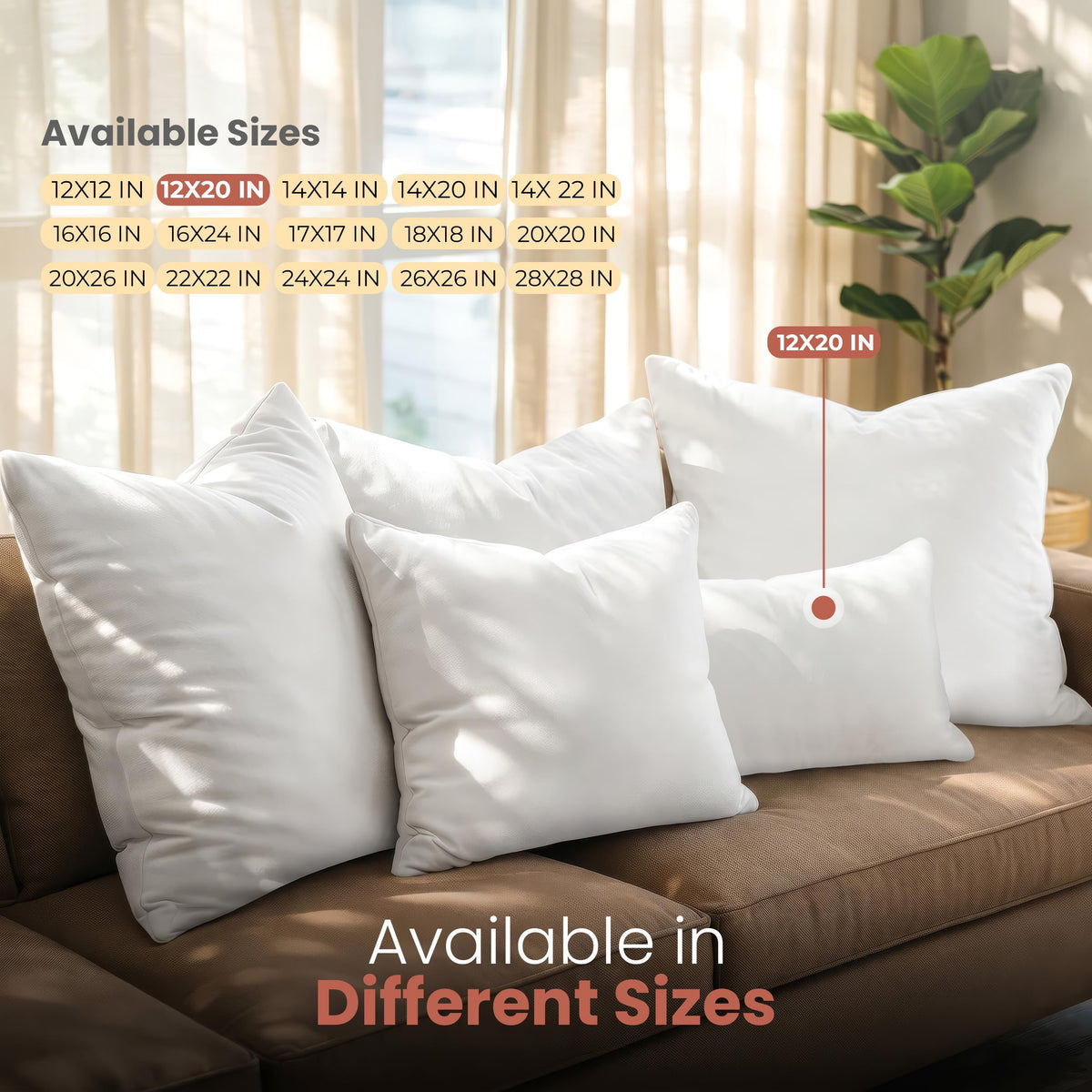 Utopia Bedding Throw Pillow Inserts, 12 x 20 in, 2-Pack, White
