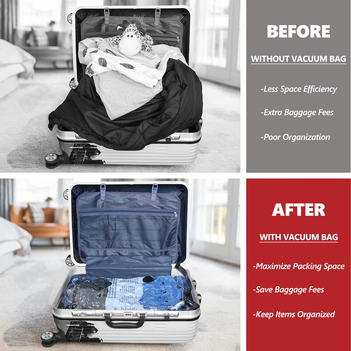 Travel Vacuum Storage Bags with Electric Pump, 12 Piece Set