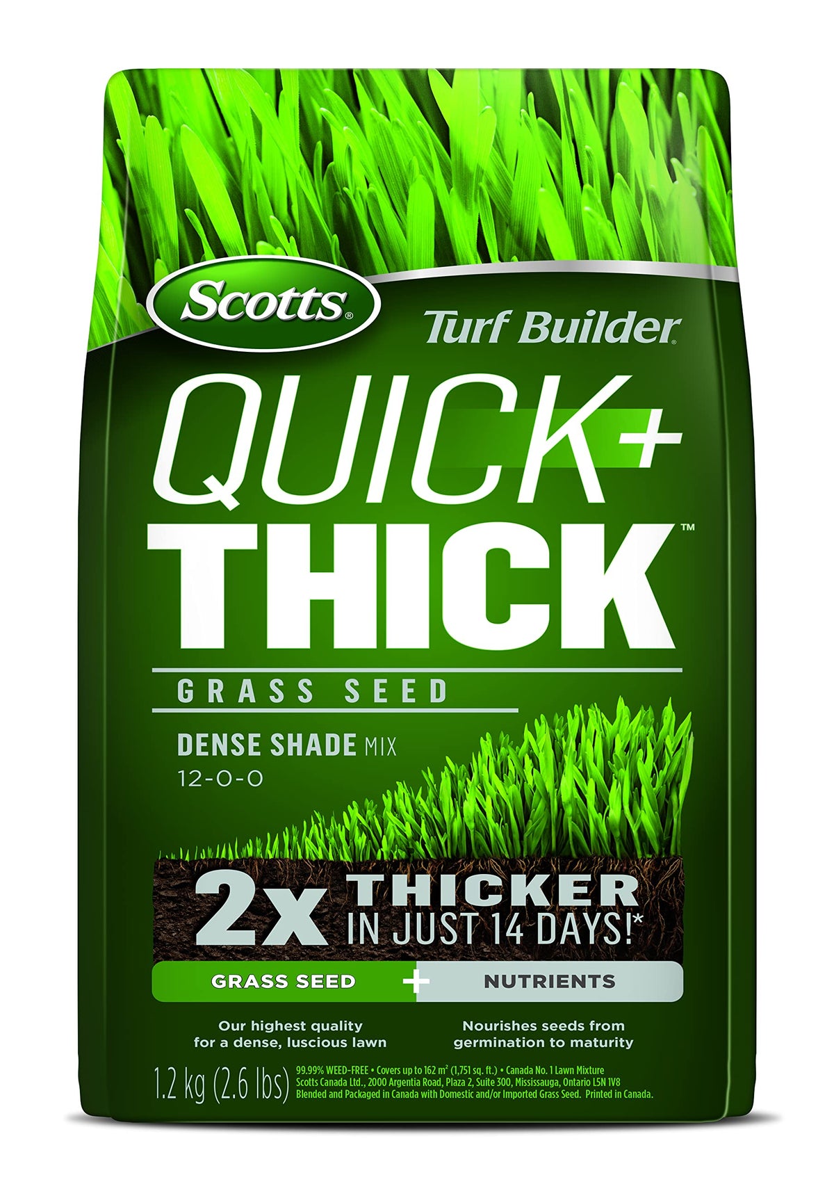 Scotts Turf Builder Quick + Thick Dense Shade Grass Seed, 1.2 kg