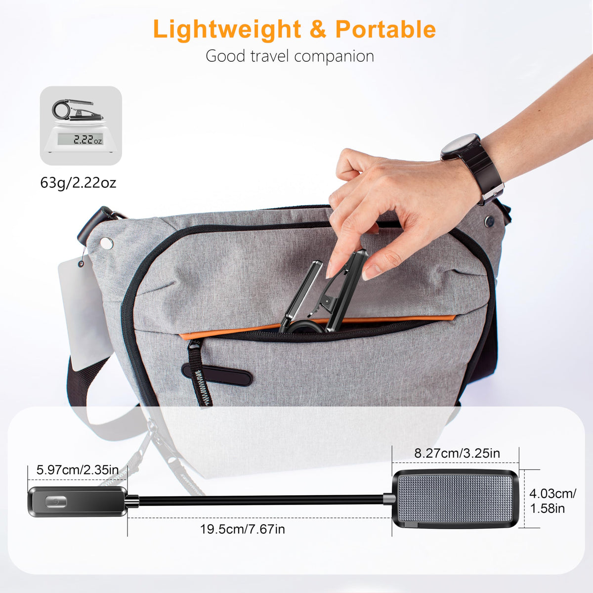 Gritin 9 LED Rechargeable Book Light, Black