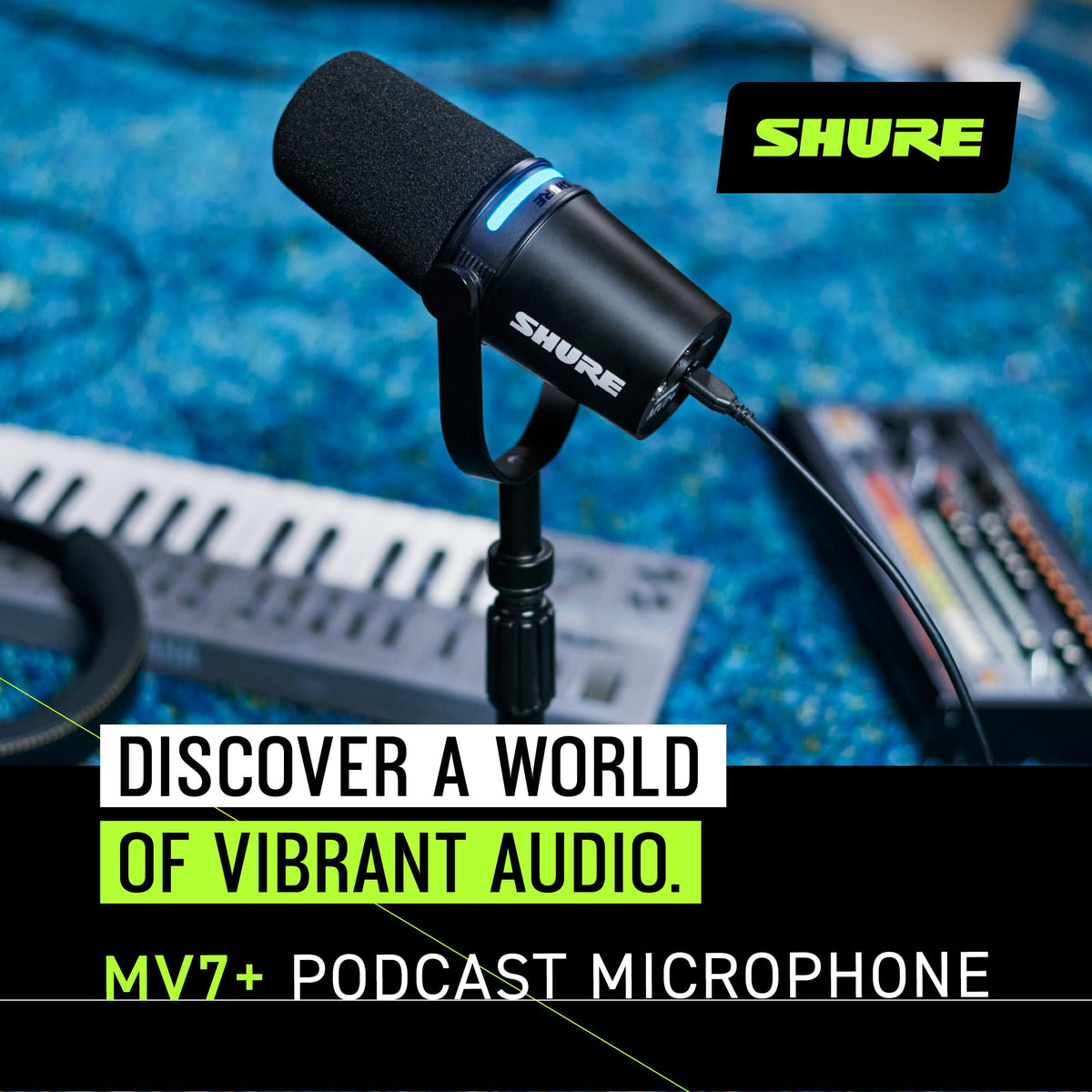 Shure MV7+ USB-C & XLR Podcast Dynamic Mic, Black
