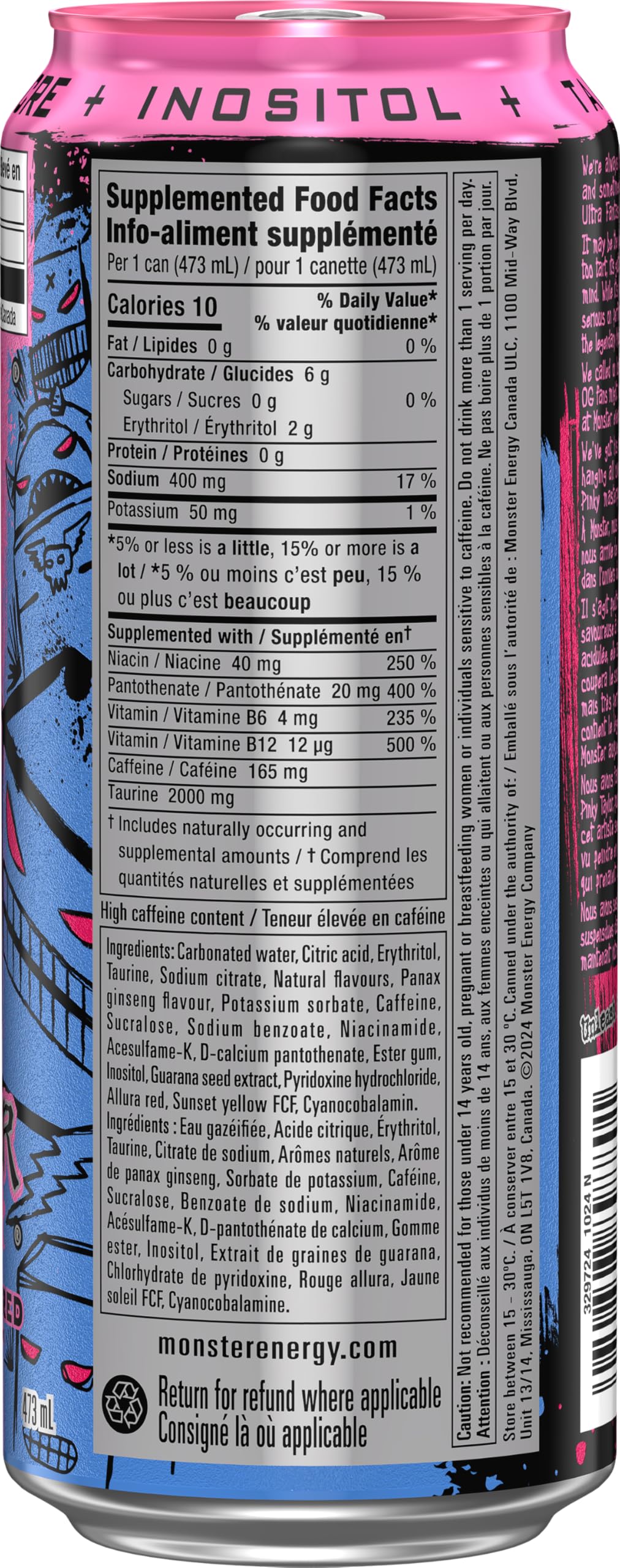 Monster Energy Ultra Fantasy Ruby Red Zero Sugar, 12 x 473 ml