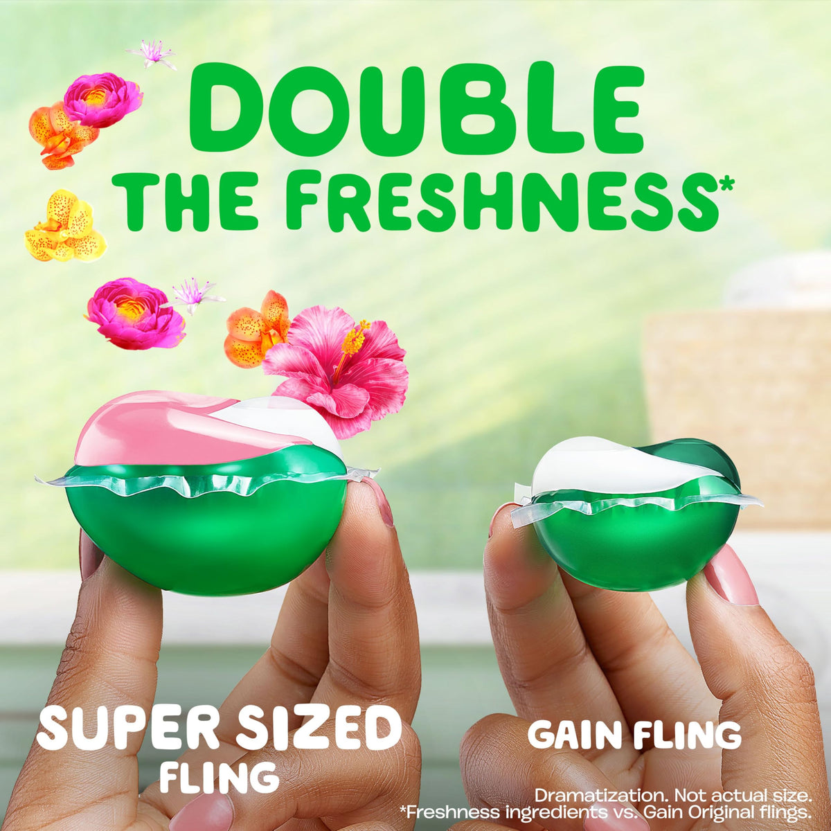 Gain Super Flings Laundry Detergent Pacs, Vibrant, 45 Count