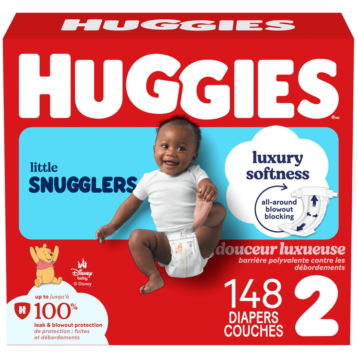 Huggies Little Snugglers Diapers, Size 2 (12-18 lbs), 148 Count