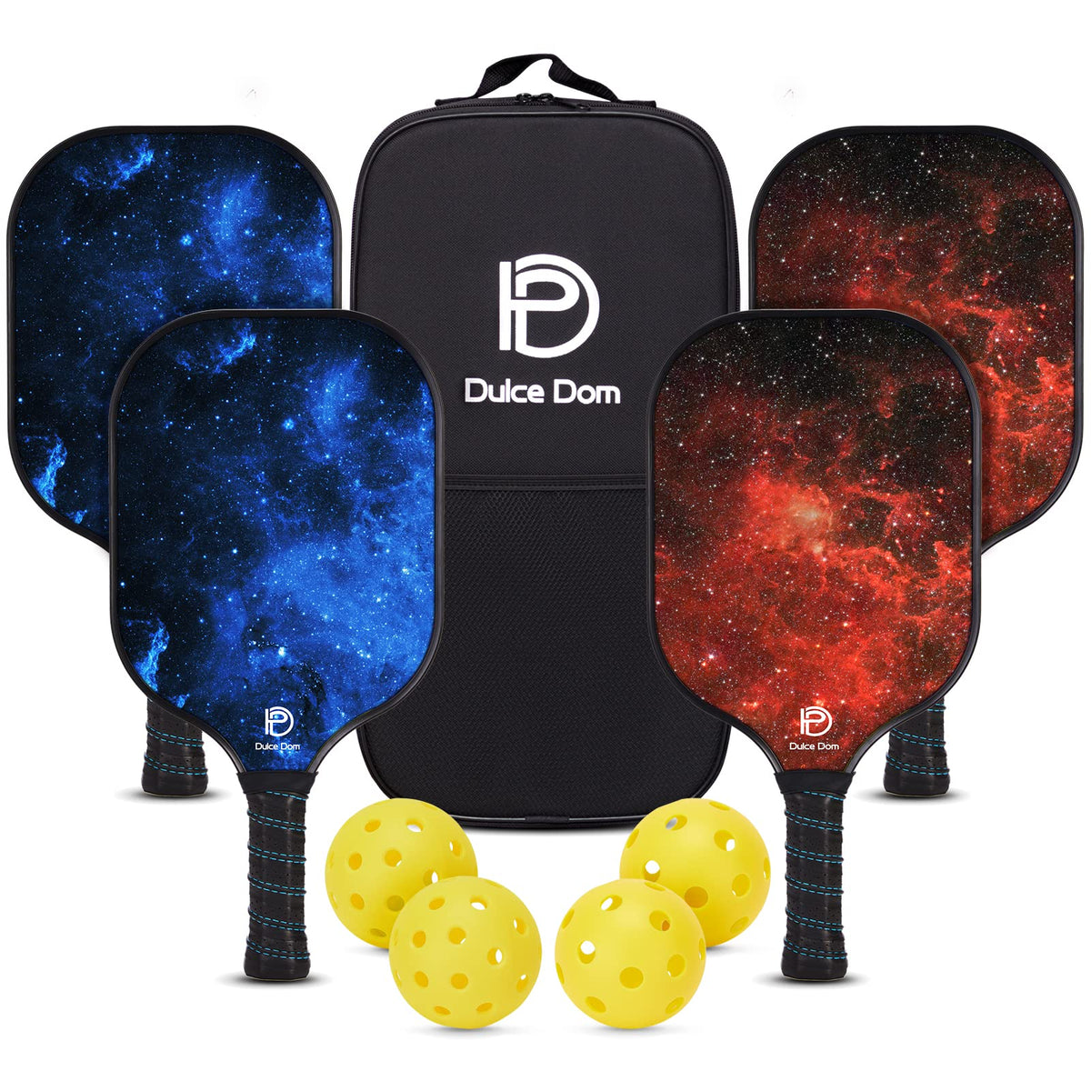 DULCE DOM Pickleball Paddle Set of 4 with Balls and Bag