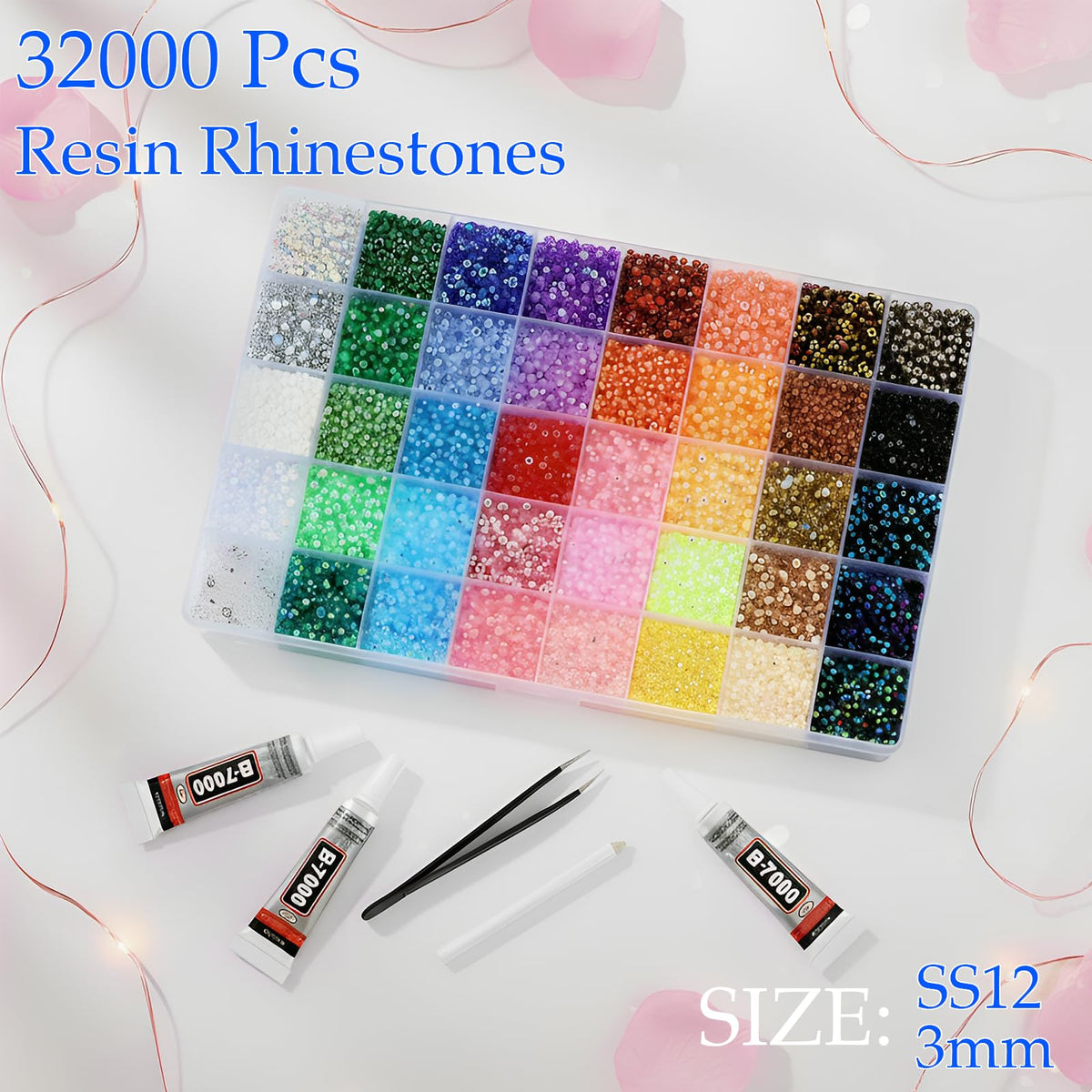 CyanHall Bedazzling Kit with 3 mm Flatback Rhinestones, 40 Colours