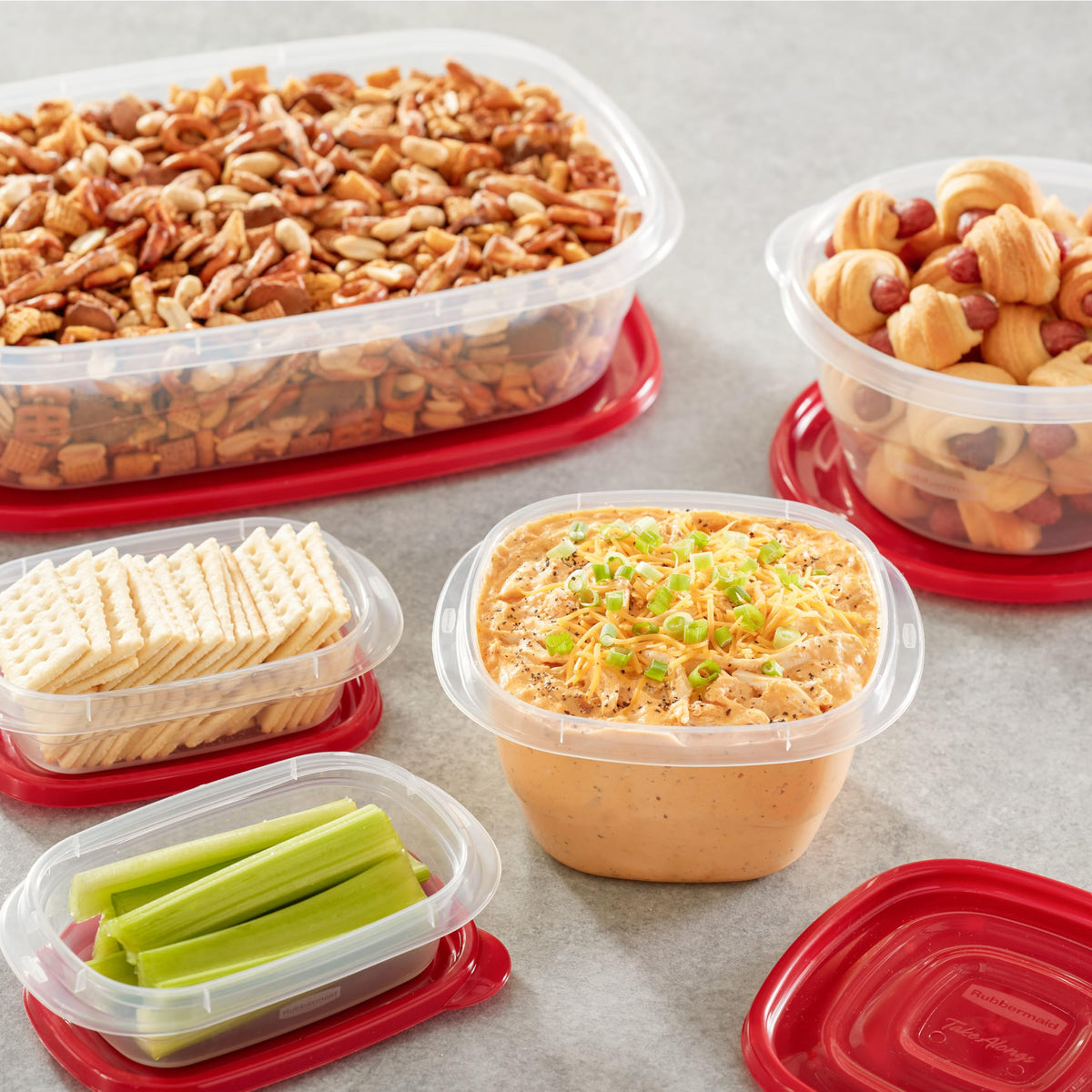 Rubbermaid TakeAlongs Food Storage Containers, 52 Piece, Ruby Red